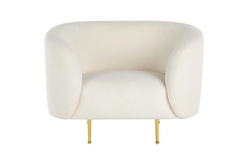 Fåtölj Loen - Vitt, guld/Bouclé - Möbler - Stolar & fåtöljer - Fåtölj