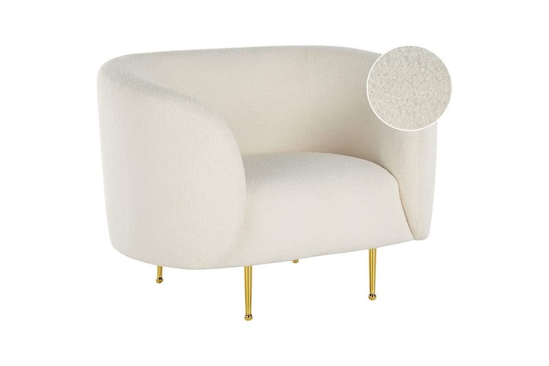 Fåtölj Loen, Vitt/guld/Bouclé