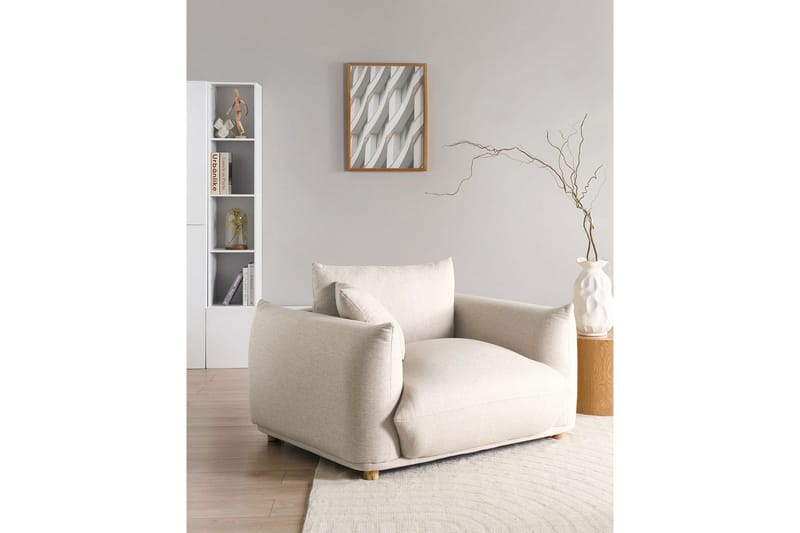 Fåtölj Luvos - Beige, ljust trä - Möbler - Stolar & fåtöljer - Fåtölj