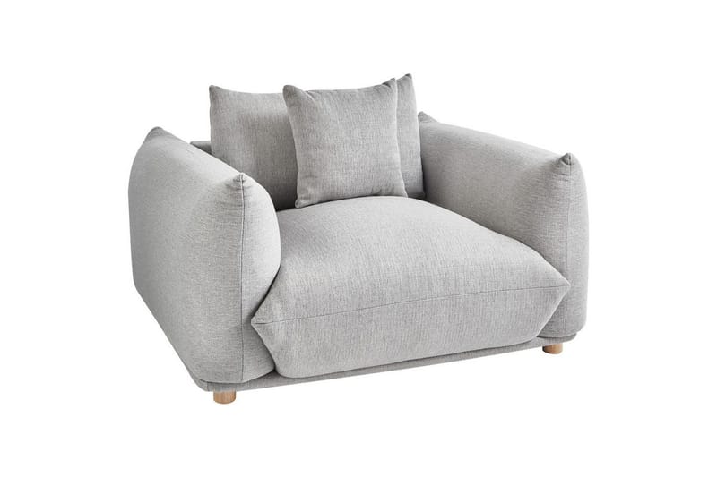 Fåtölj Luvos, Grå, ljust trä