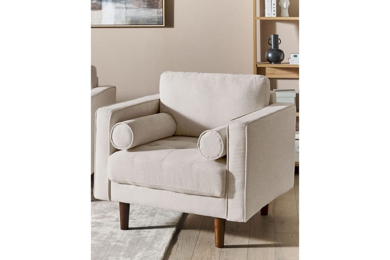 Fåtölj Nurmo - Beige, mörkt trä - Möbler - Stolar & fåtöljer - Fåtölj
