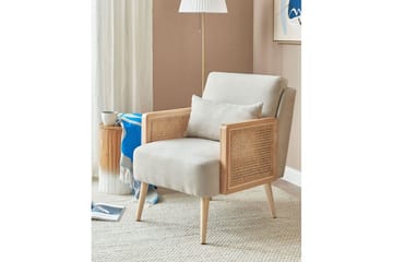 Fåtölj Orum - Beige, ljust trä - Möbler - Stolar & fåtöljer - Fåtölj
