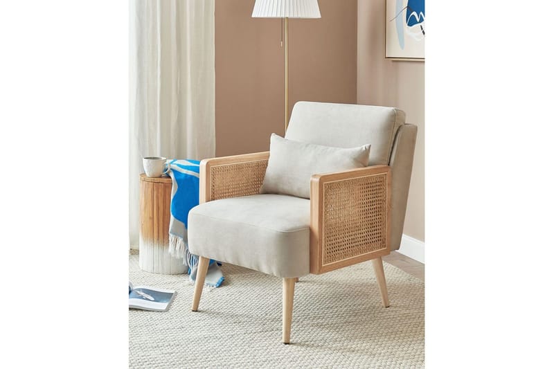 Fåtölj Orum - Beige, ljust trä - Möbler - Stolar & fåtöljer - Fåtölj