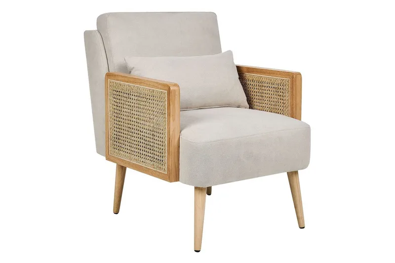 Fåtölj Orum, Beige, ljust trä