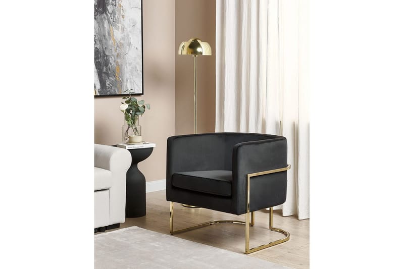 Fåtölj Sirkka - Svart, guld - Möbler - Stolar & fåtöljer - Fåtölj