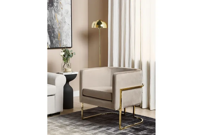 Fåtölj Sirkka - Taupe, guld - Möbler - Stolar & fåtöljer - Fåtölj