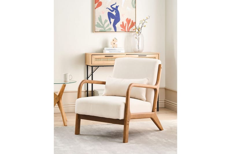 Fåtölj Skovde - Ljusbeige, ljust trä - Möbler - Stolar & fåtöljer - Fåtölj
