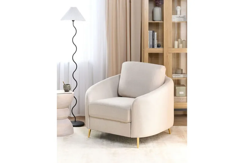 Fåtölj Trosa - Beige, guld - Möbler - Stolar & fåtöljer - Fåtölj