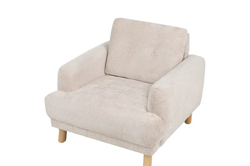 Fåtölj Tuve - Beige, ljust trä/Bouclé - Möbler - Stolar & fåtöljer - Fåtölj