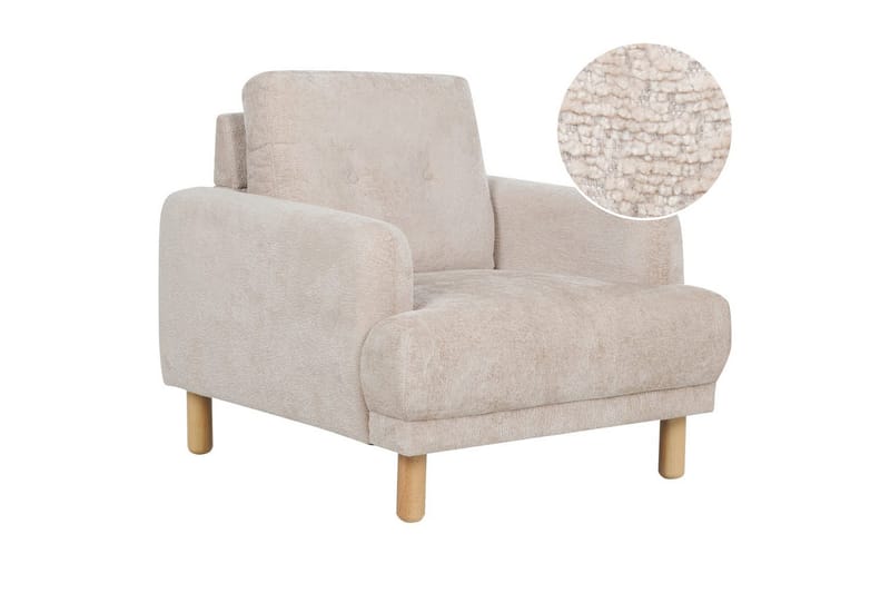 Fåtölj Tuve - Beige, ljust trä/Bouclé - Möbler - Stolar & fåtöljer - Fåtölj