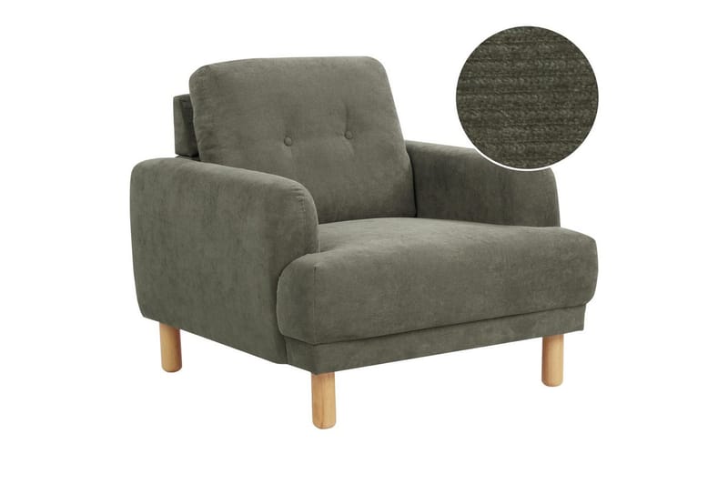 Fåtölj Tuve, Grönt, ljust trä/Manchestertyg