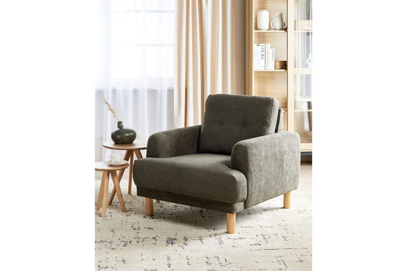 Fåtölj Tuve - Grönt, ljust trä/Manchestertyg - Möbler - Stolar & fåtöljer - Fåtölj