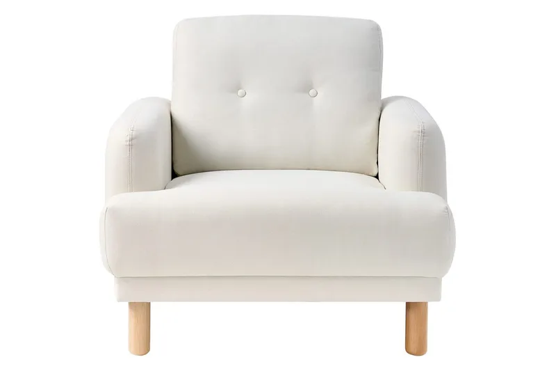 Fåtölj Tuve - Vit, ljust trä/Polyester - Möbler - Stolar & fåtöljer - Fåtölj