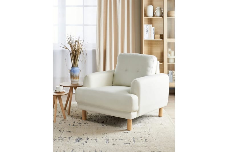 Fåtölj Tuve - Vit, ljust trä/Polyester - Möbler - Stolar & fåtöljer - Fåtölj