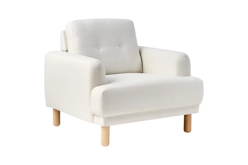 Fåtölj Tuve, Vit, ljust trä/Polyester