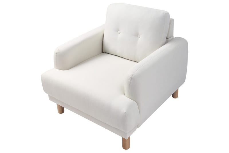 Fåtölj Tuve - Vit, ljust trä/Polyester - Möbler - Stolar & fåtöljer - Fåtölj