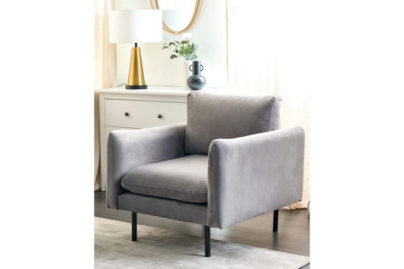 Fåtölj Vinterbro - Grå, svart/Sammet - Möbler - Stolar & fåtöljer - Fåtölj
