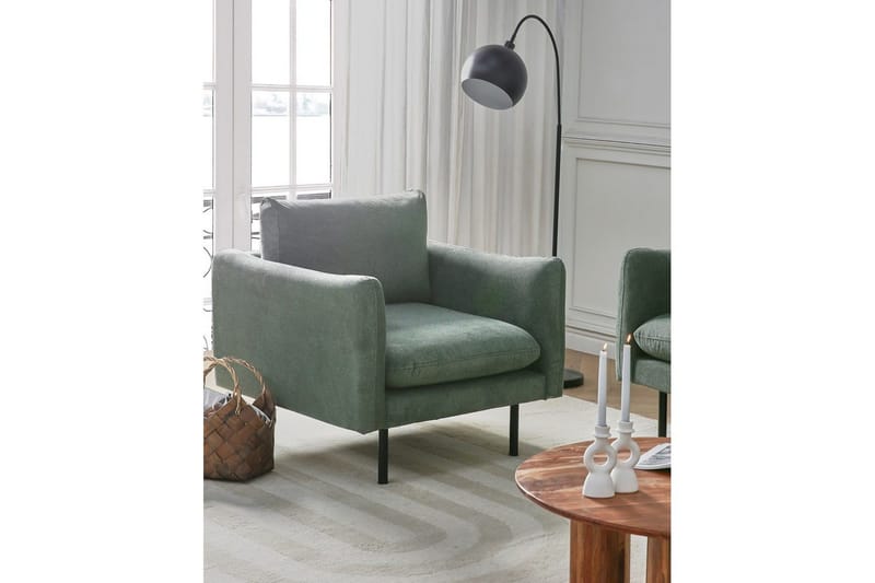 Fåtölj Vinterbro - Grön, Svart/Polyester - Möbler - Stolar & fåtöljer - Fåtölj