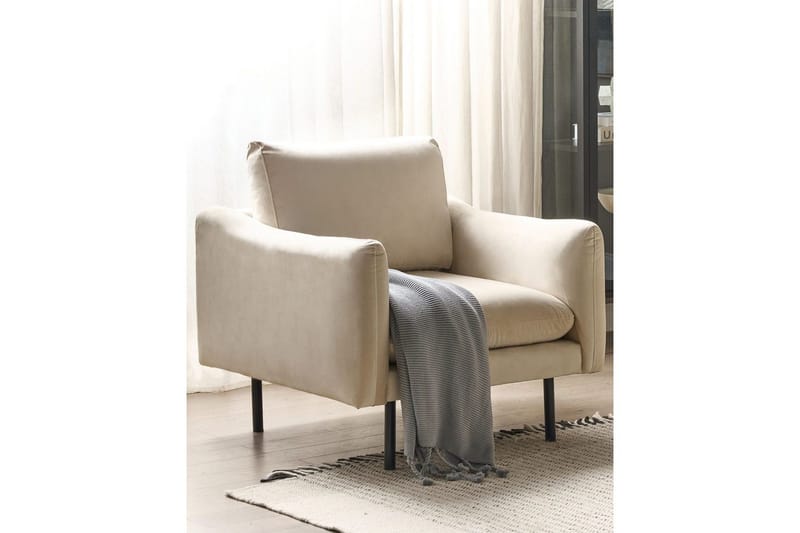 Fåtölj Vinterbro - Ljusbeige, svart/Sammet - Möbler - Stolar & fåtöljer - Fåtölj