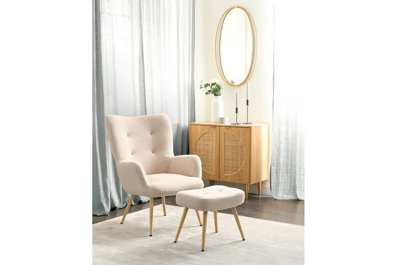 Öronlappsfåtölj Vejle - Rosa, mörkt trä - Möbler - Stolar & fåtöljer - Fåtölj - Öronlappsfåtölj