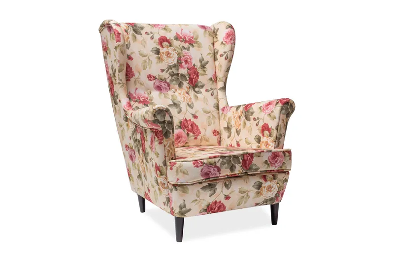 Visalto Öronlappsfåtölj, Flerfärgad/Bokträ