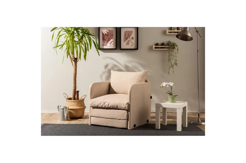 1-sits bäddsoffa Rubby Beige - Beige - Möbler - Stolar & fåtöljer - Fåtölj - Bäddfåtölj
