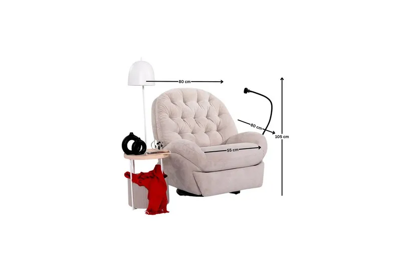 Adesis Reclinerfåtölj Elektrisk - Krämvit - Möbler - Stolar & fåtöljer - Fåtölj - Biofåtölj & reclinerfåtölj