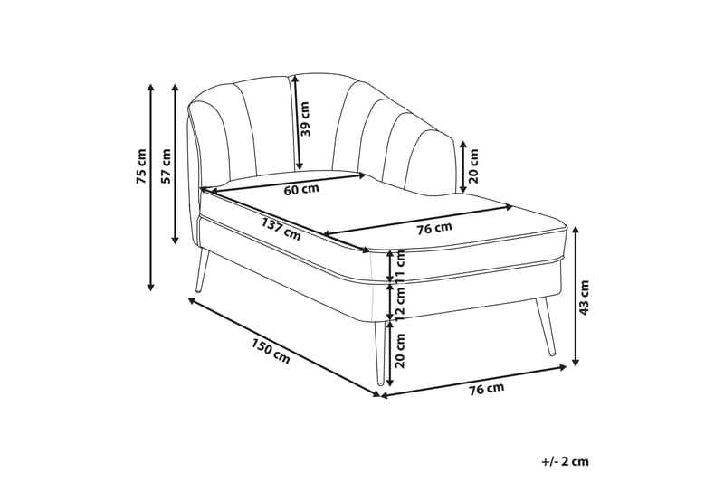 Allier Schäslong 150 cm Vänster - Svart/Vit - Möbler - Stolar & fåtöljer - Fåtölj - Schäslongfåtölj & divanfåtölj