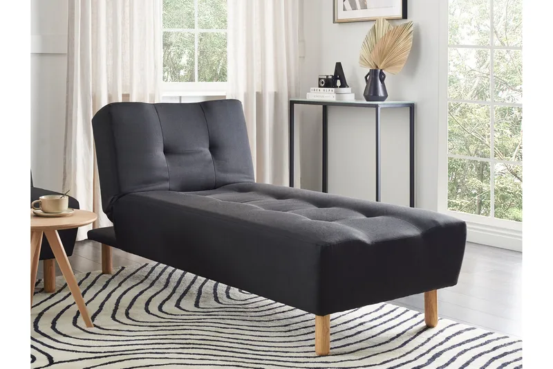 Alsten Schäslong 163 cm - Svart/Ljust trä - Möbler - Stolar & fåtöljer - Fåtölj - Schäslongfåtölj & divanfåtölj