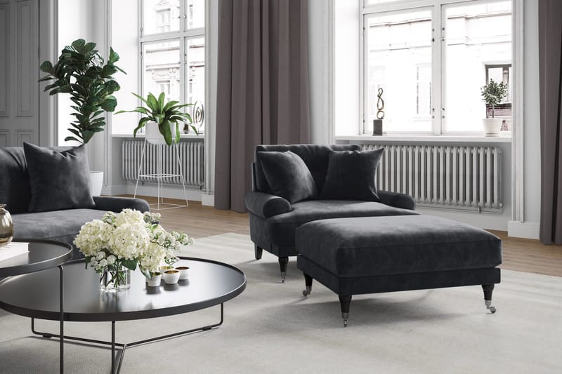 Andrew Loveseat Sammet - Mörkgrå/Krom - Möbler - Stolar & fåtöljer - Fåtölj