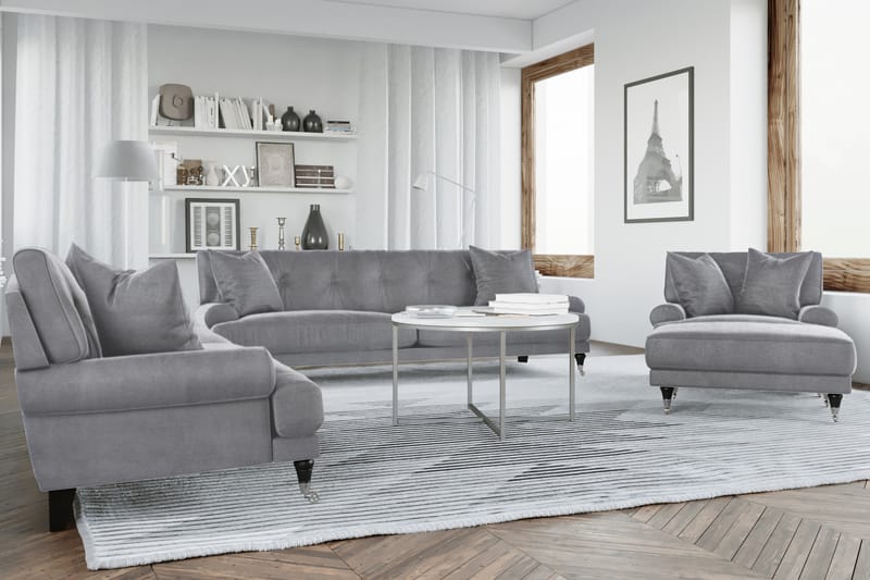 Andrew Loveseat Sammet - Silvergrå/Krom - Fåtölj