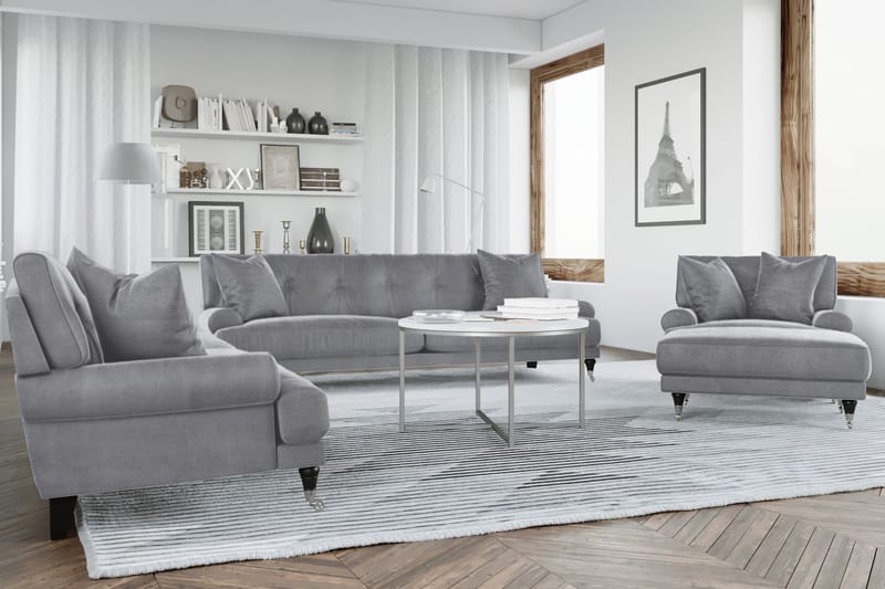 Andrew Loveseat Sammet - Silvergrå/Krom - Möbler - Stolar & fåt öljer - Fåtölj