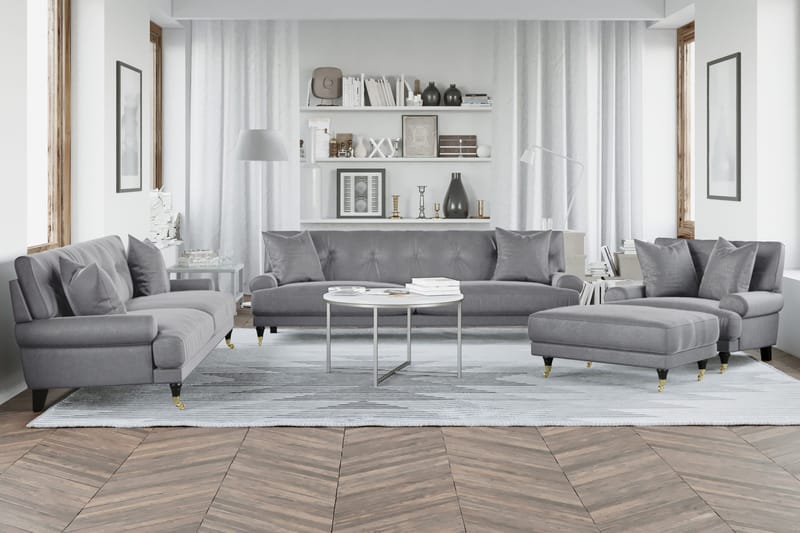 Andrew Loveseat Sammet - Silvergrå/Mässing - Möbler - Stolar & fåtöljer - Fåtölj