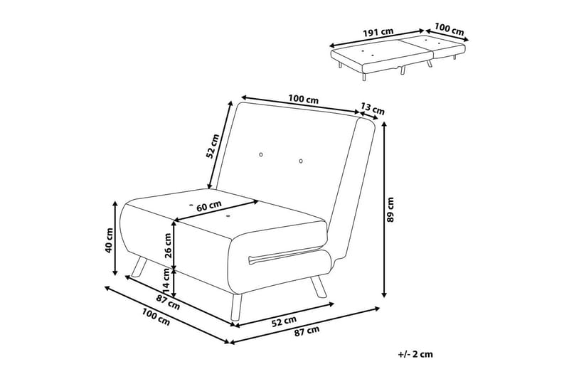 Bäddsoffa Farris - Beige, Silver - Möbler - Stolar & fåtöljer - Fåtölj - Bäddfåtölj