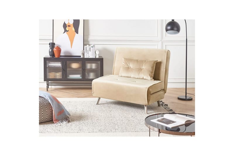 Bäddsoffa Farris - Beige, Silver - Möbler - Stolar & fåtöljer - Fåtölj - Bäddfåtölj