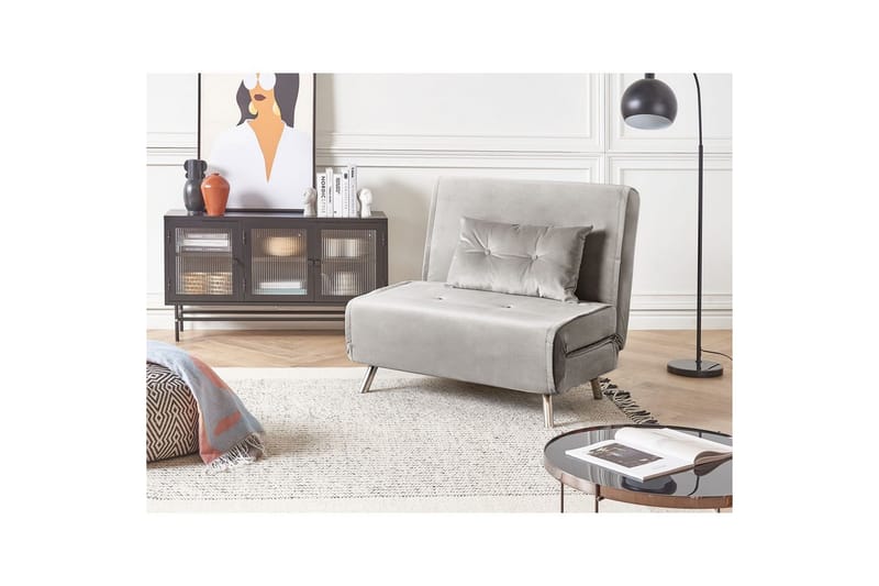 Bäddsoffa Farris - Grå, Silver - Möbler - Stolar & fåtöljer - Fåtölj - Bäddfåtölj