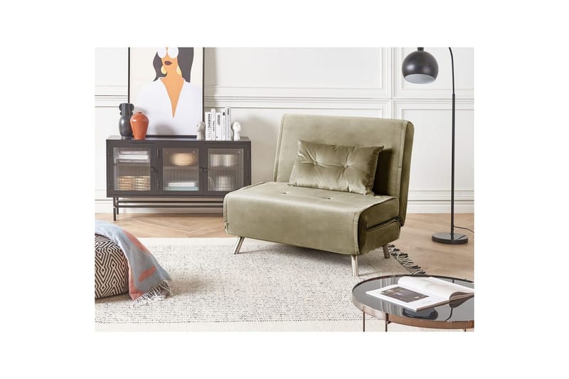 Bäddsoffa Farris - Grön, Silver - Möbler - Stolar & fåtöljer - Fåtölj - Bäddfåtölj