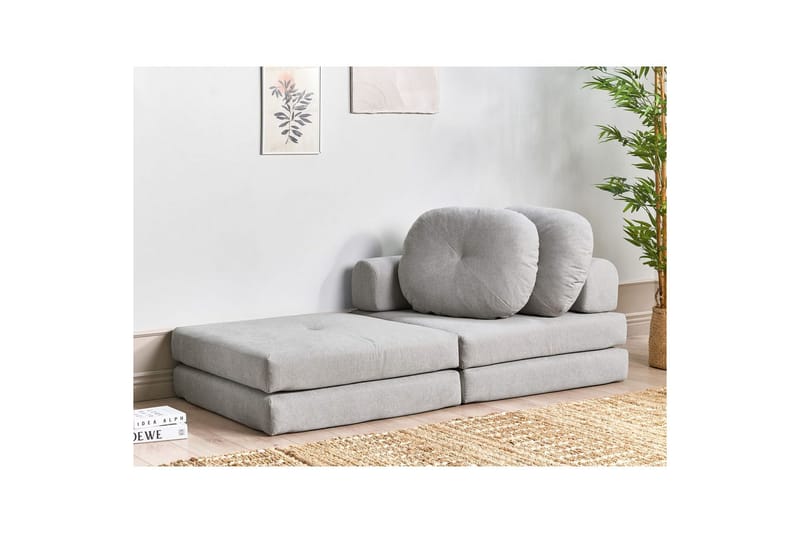 Bäddsoffa Olden - Grå/Polyester, 81x182 cm - Möbler - Stolar & fåtöljer - Fåtölj - Bäddfåtölj