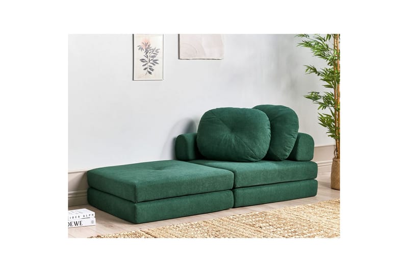 Bäddsoffa Olden - Grön/Polyester, 81x182 cm - Möbler - Stolar & fåtöljer - Fåtölj - Bäddfåtölj