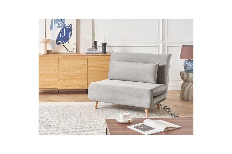 Bäddsoffa Setten - Grå, ljust trä - Möbler - Stolar & fåtöljer - Fåtölj - Bäddfåtölj