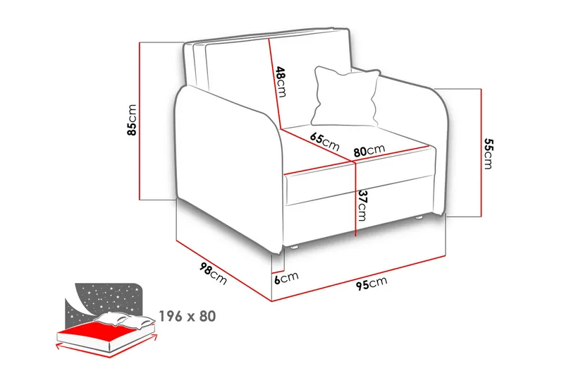 Bensbyn 1-sits Utdragbar Bäddsoffa med Förvaring i Tyg - Beige - Möbler - Soffa - Bäddsoffa