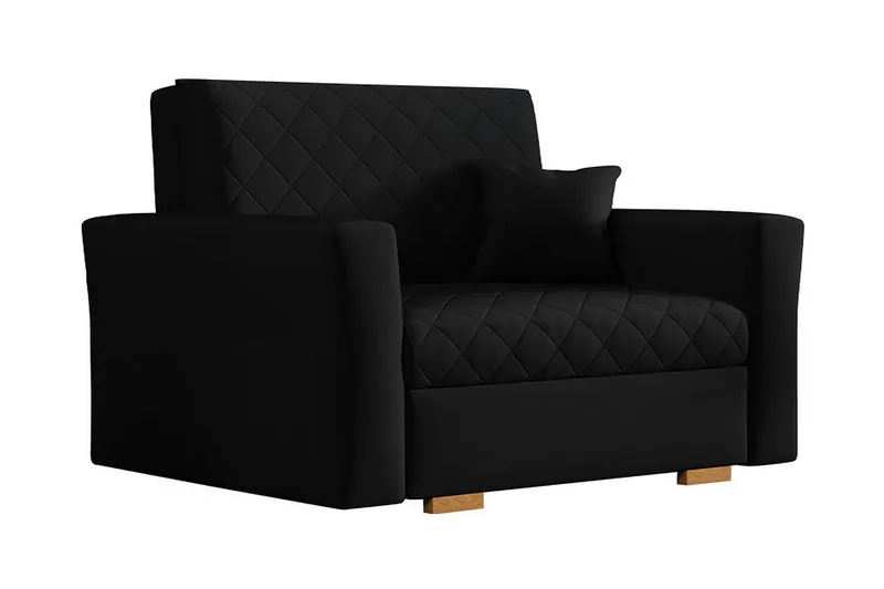 Bensbyn Bäddfåtölj Rutmönster, Svart