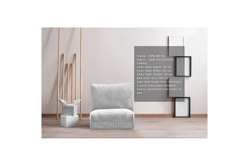 Maydena Bäddfåtölj 60x185 cm - Grå - Möbler - Stolar & fåtöljer - Fåtölj - Bäddfåtölj