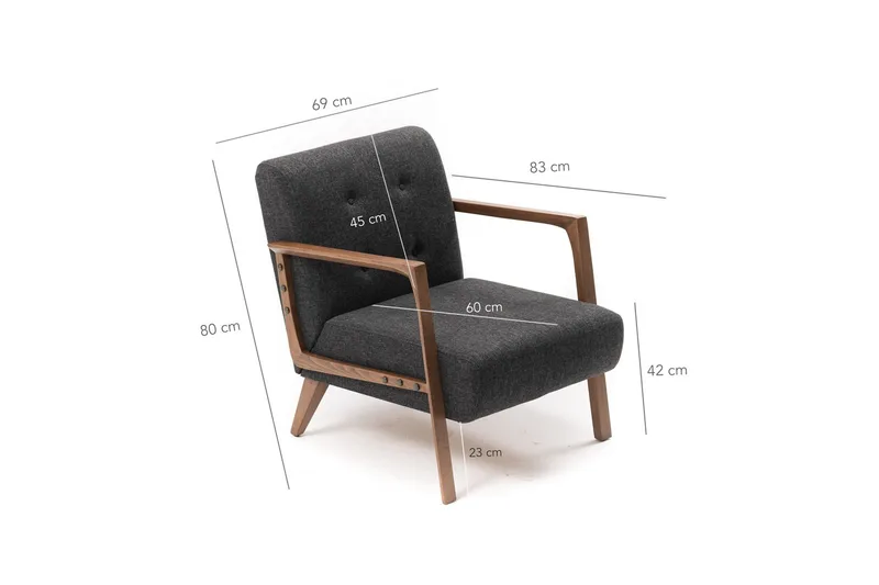 Barrion Fåtölj med Armstöd - Grå - Möbler - Stolar & fåtöljer - Fåtölj