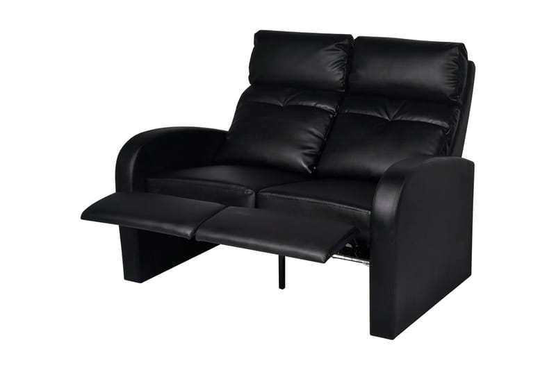 Liggfåtölj med LED 2-sits konstläder svart - Svart - Möbler - Stolar & fåtöljer - Fåtölj - Biofåtölj & reclinerfåtölj