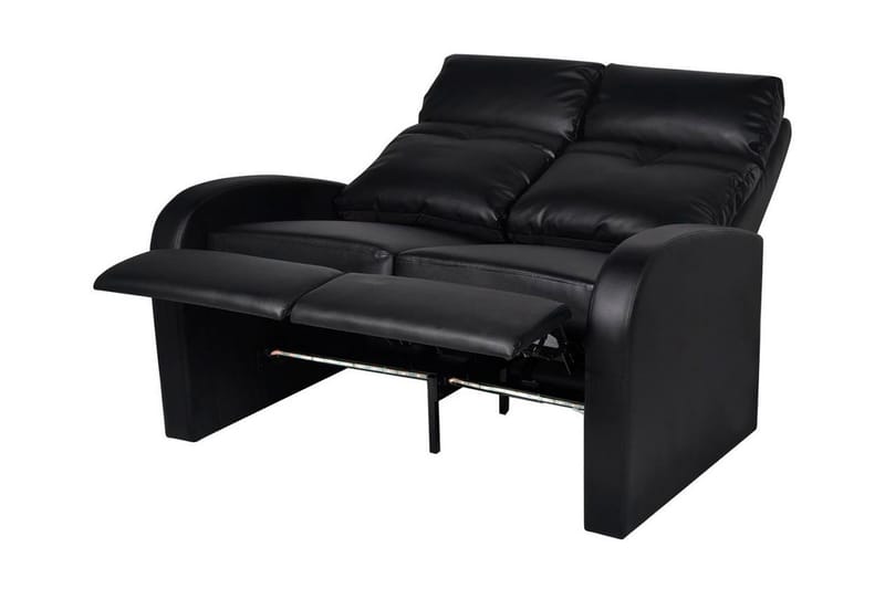 Liggfåtölj med LED 2-sits konstläder svart - Svart - Möbler - Stolar & fåtöljer - Fåtölj - Biofåtölj & reclinerfåtölj