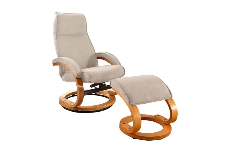 Pasha Reclinerfåtölj Microfiber - Beige/Trä - Biofåtölj & reclinerfåtölj