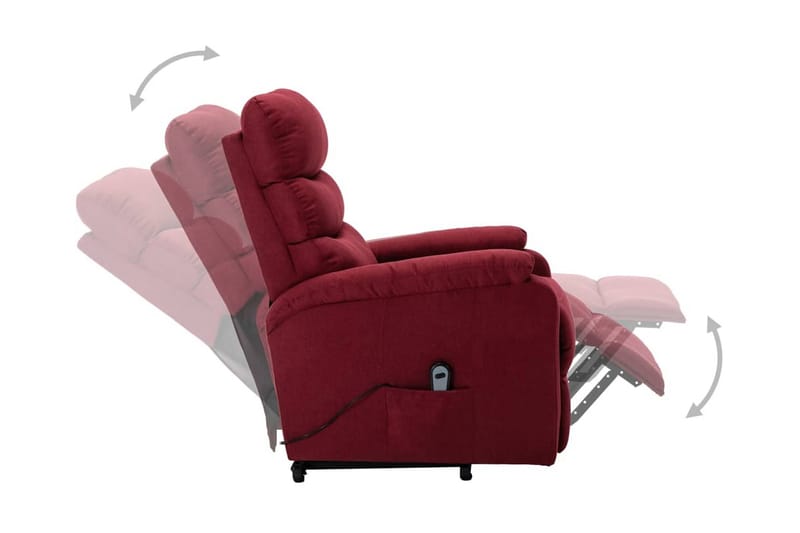 Reclinerfåtölj med uppresningsfunktion vinröd tyg - Röd - Möbler - Stolar & fåtöljer - Fåtölj - Biofåtölj & reclinerfåtölj