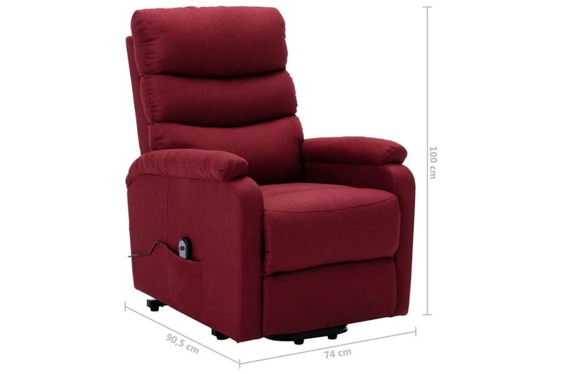 Reclinerfåtölj med uppresningsfunktion vinröd tyg - Röd - Möbler - Stolar & fåtöljer - Fåtölj - Biofåtölj & reclinerfåtölj