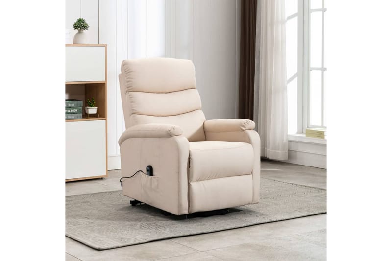 Reclinerfåtölj med uppresningshjälp gräddvit tyg - Vit - Möbler - Stolar & fåtöljer - Fåtölj - Biofåtölj & reclinerfåtölj